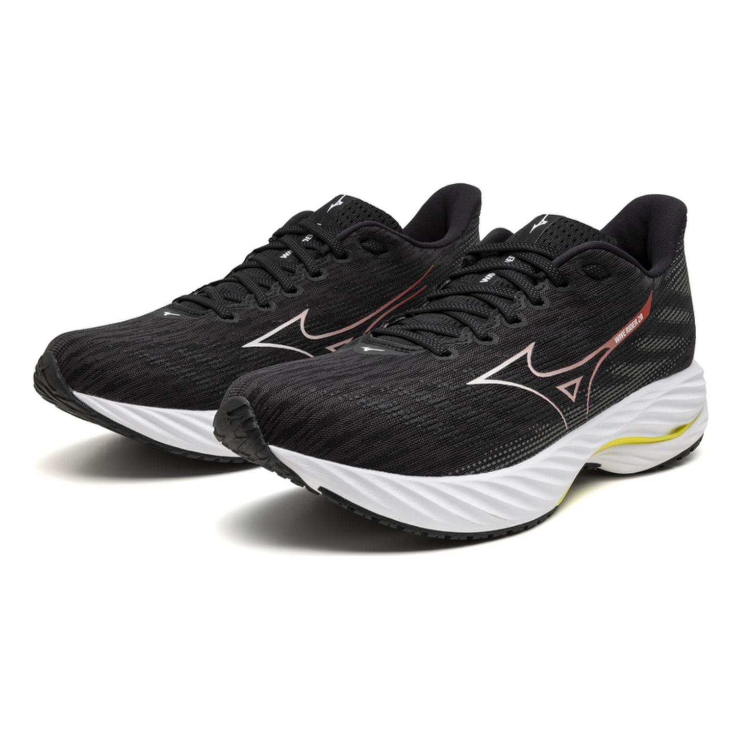 Mizuno Men's Wave Rider 28 (D) Black / White / Evening Primrose - shoeguru-au