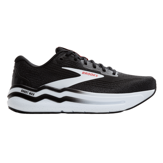 Brooks Men’s Ghost max 2 (D) Black / White / Fiery Red - shoeguru-au