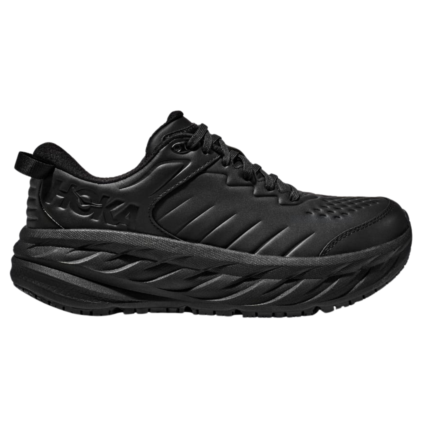 Hoka Women's Bondi SR (D) Black Leather - shoeguru-au