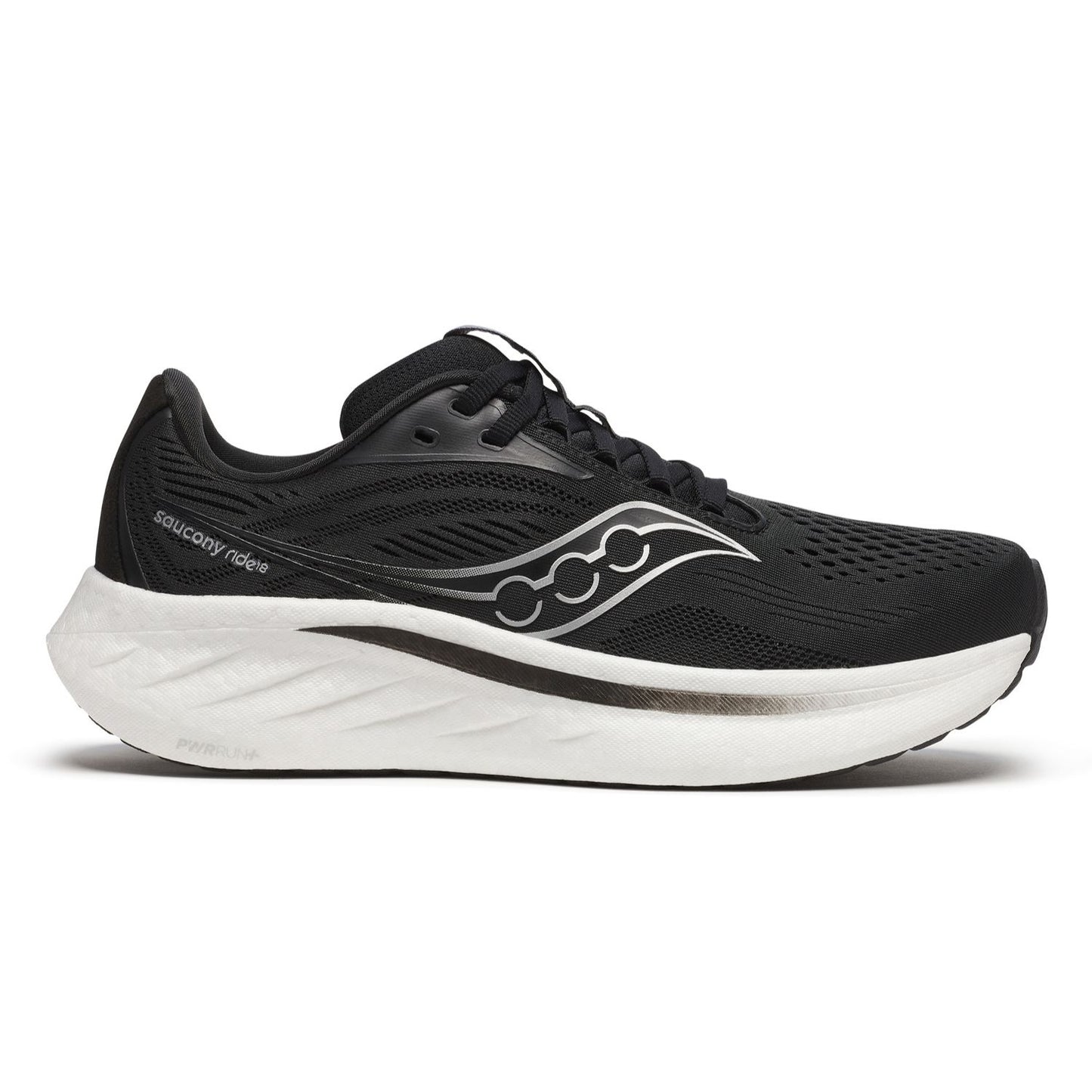 Saucony Women's Ride 18 (D) Black / White - shoeguru-au