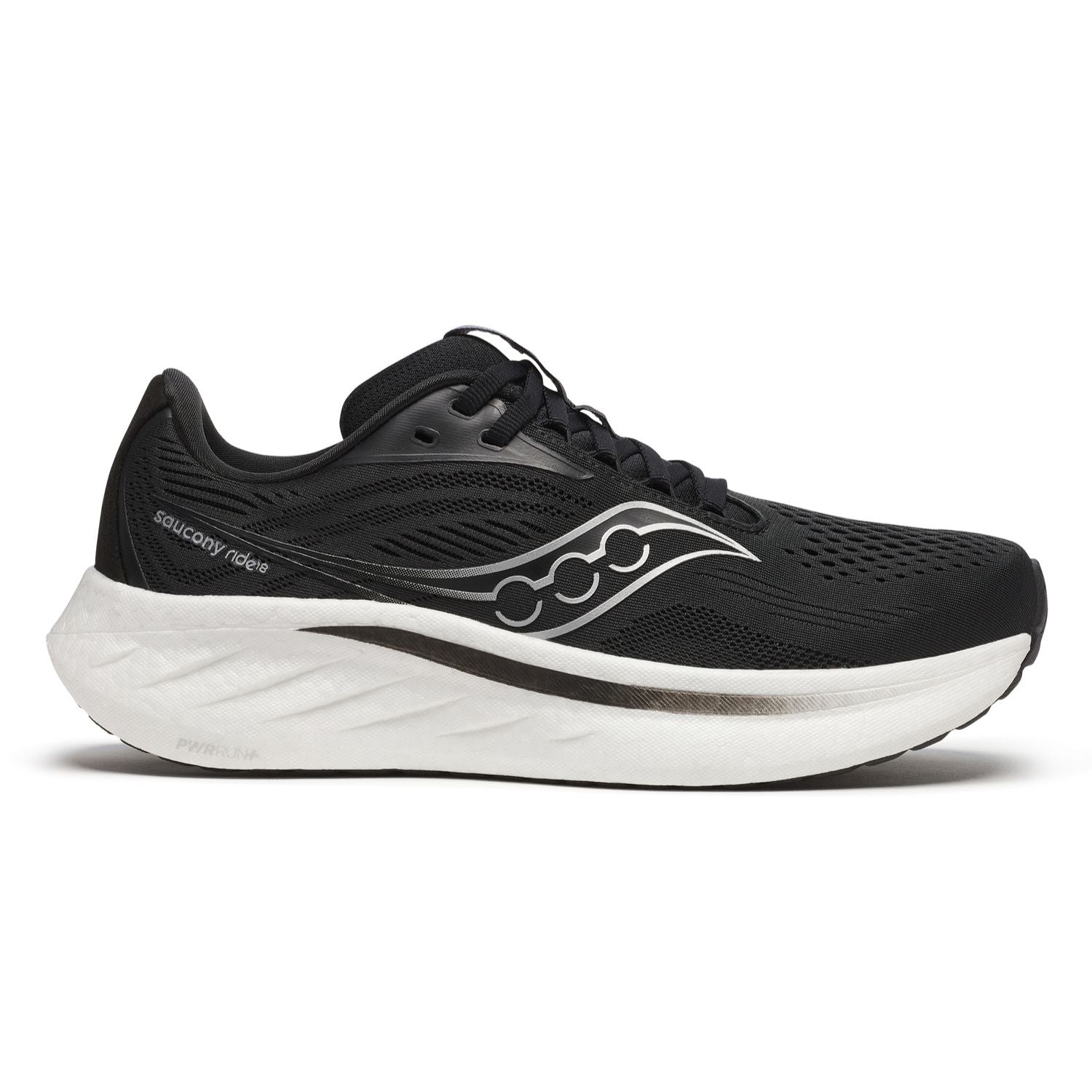 Saucony Women's Ride 18 (D) Black / White - shoeguru-au