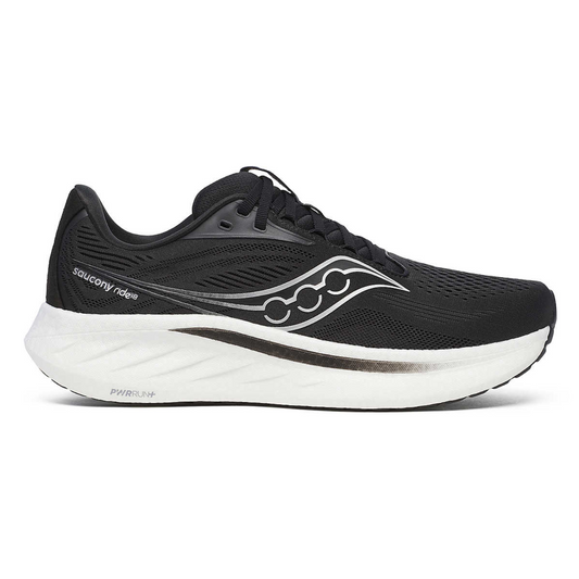 Saucony Men's Ride 18 (2E) Black / White - shoeguru-au