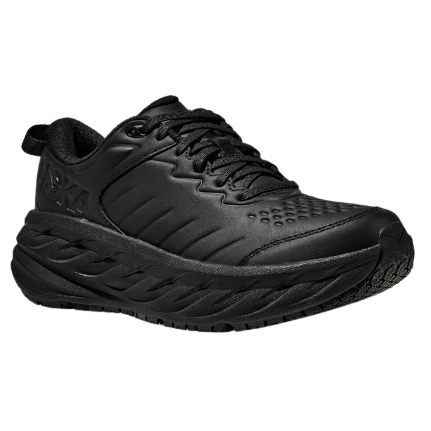 Hoka Men's Bondi SR (D) Black Leather - shoeguru-au