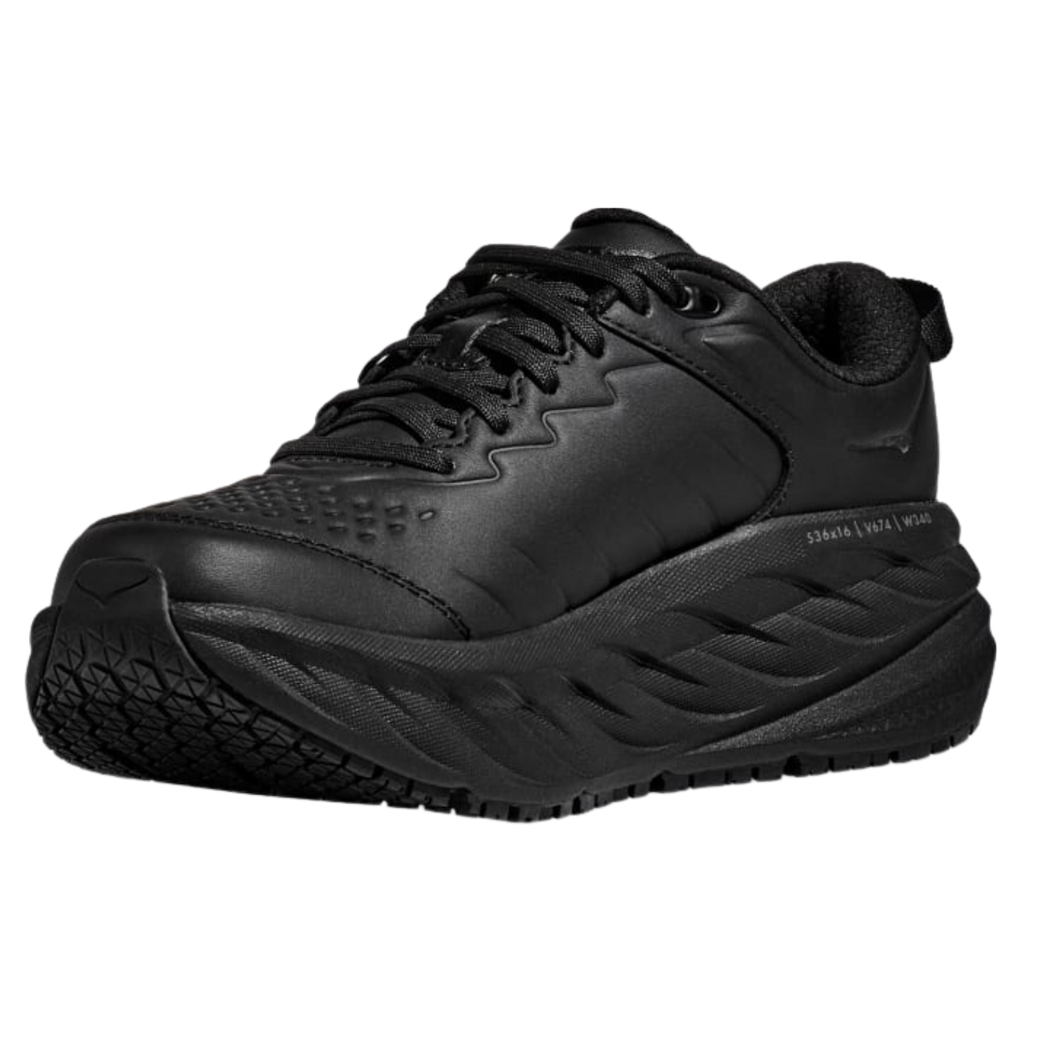 Hoka Women's Bondi SR (D) Black Leather - shoeguru-au