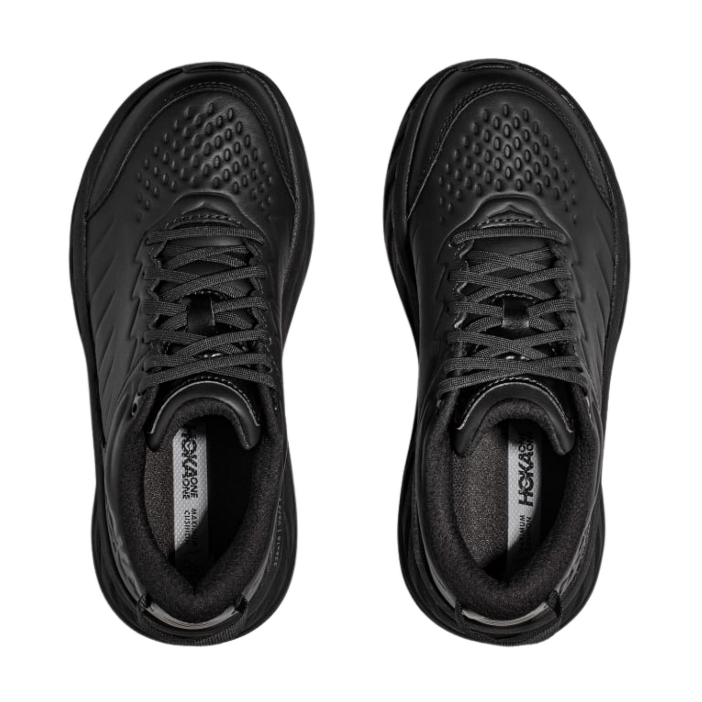 Hoka Women's Bondi SR (D) Black Leather - shoeguru-au