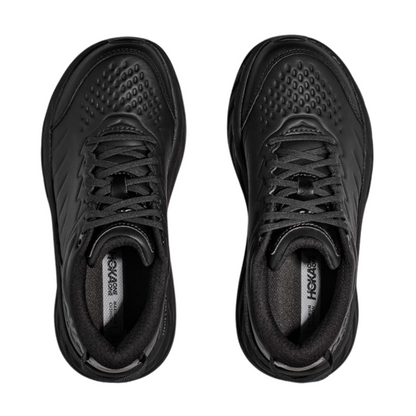 Hoka Women's Bondi SR (D) Black Leather - shoeguru-au