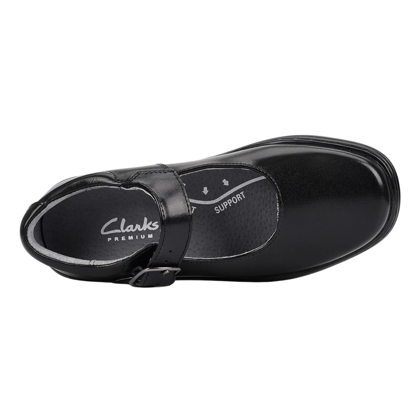 Clarks Intrigue Junior Buckle (D) Black - shoeguru-au