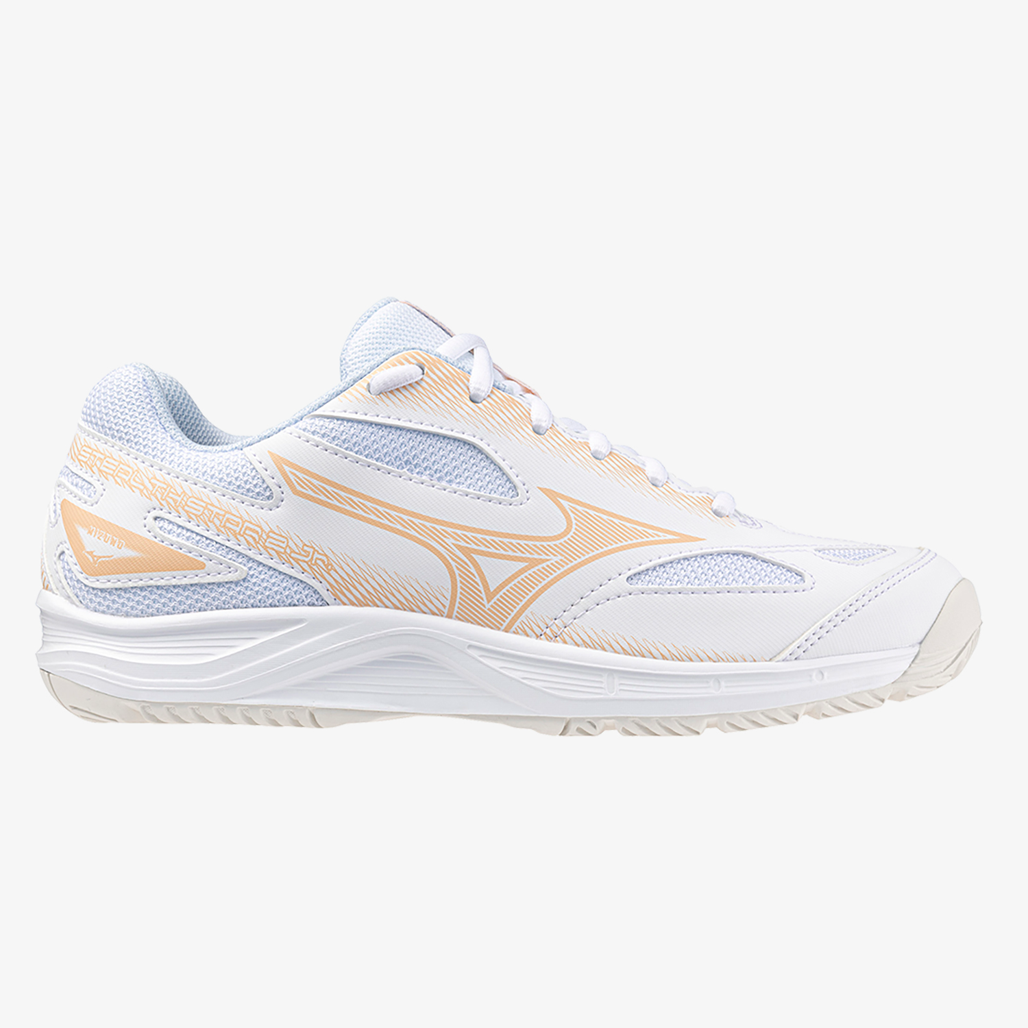 Stealth Star 2 Junior Netball White/Peach Parfait/Halogen Blue - shoeguru-au