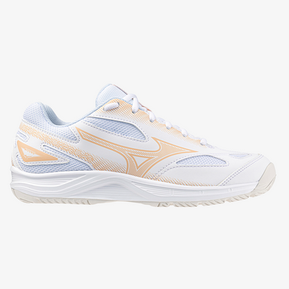 Stealth Star 2 Junior Netball White/Peach Parfait/Halogen Blue - shoeguru-au