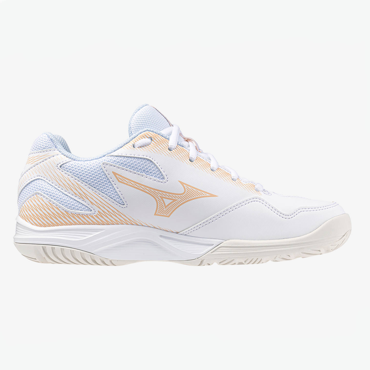 Stealth Star 2 Junior Netball White/Peach Parfait/Halogen Blue - shoeguru-au