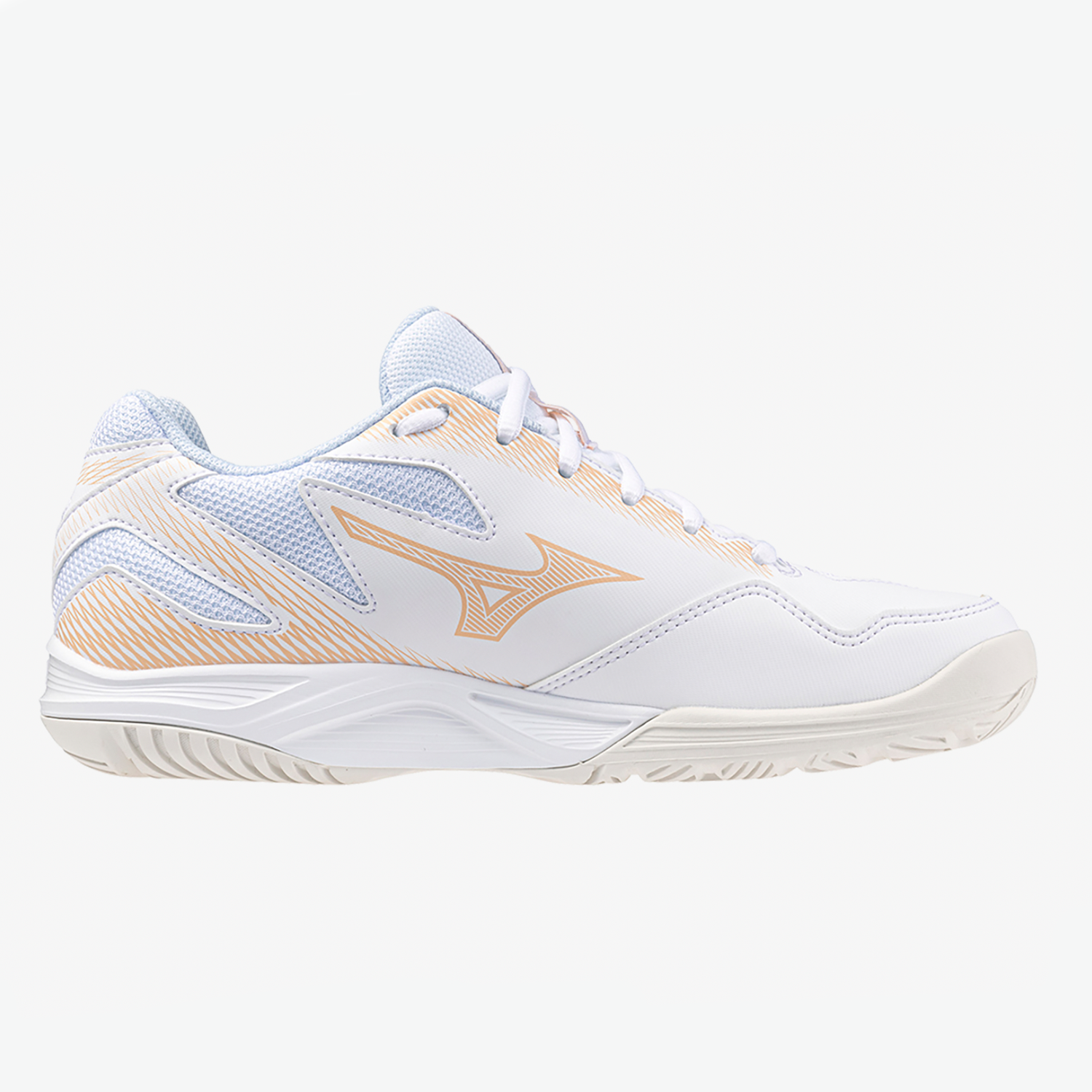 Stealth Star 2 Junior Netball White/Peach Parfait/Halogen Blue - shoeguru-au