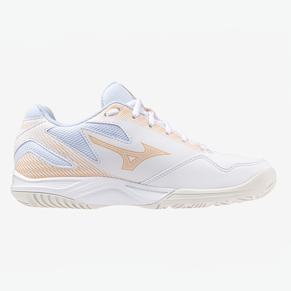 Stealth Star 2 Junior Netball White/Peach Parfait/Halogen Blue - shoeguru-au