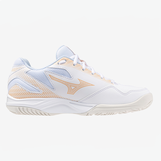 Stealth Star 2 Junior Netball White/Peach Parfait/Halogen Blue - shoeguru-au