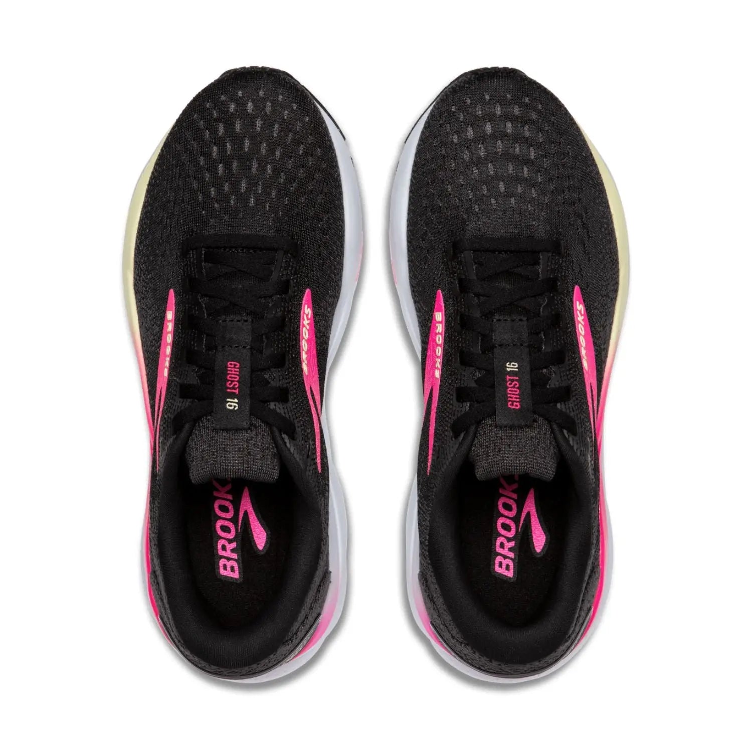 Brooks Women's Ghost 16 (D) Black / Pink / Yellow - shoeguru-au