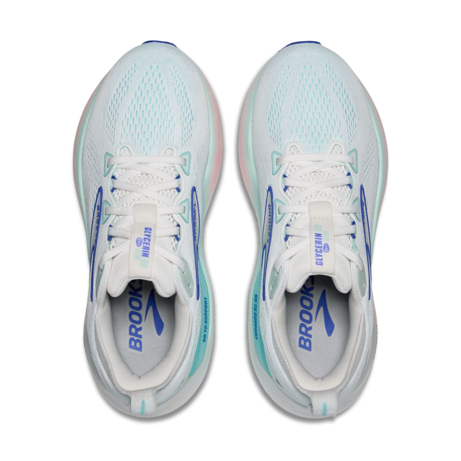 Brooks Women's Glycerin GTS 22 (B) White / Amparo Blue - shoeguru-au