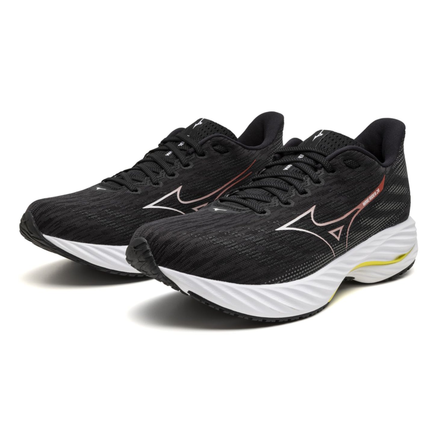 Mizuno Men's Wave Rider 28 (D) Black / White / Evening Primrose - shoeguru-au