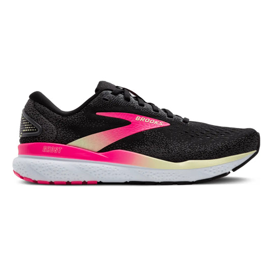 Brooks Women's Ghost 16 (D) Black / Pink / Yellow - shoeguru-au