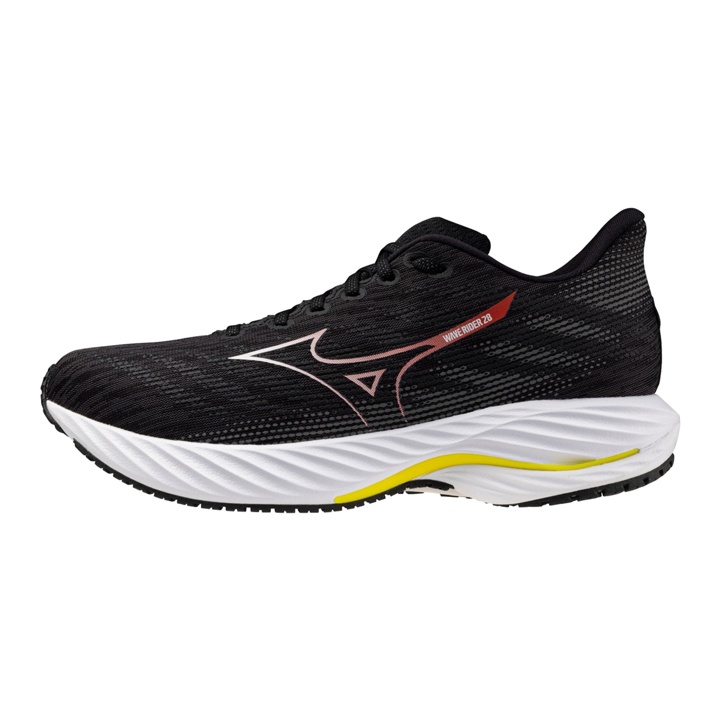 Mizuno Men's Wave Rider 28 (D) Black / White / Evening Primrose - shoeguru-au